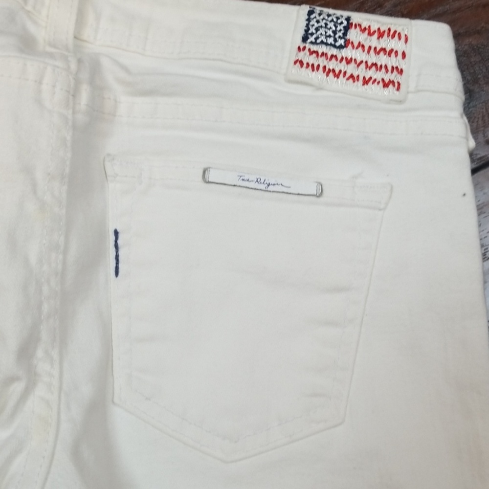 True Religion white embroidered skinny Jean Z414 - Picture 3 of 8
